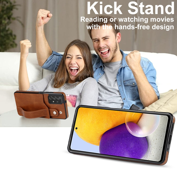 For Samsung Galaxy A72 5G / 4G Crazy Horse Texture Shockproof TPU + PU Leather Case with Card Slot & Wrist Strap Holder