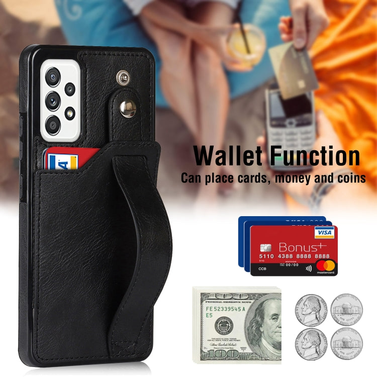 For Samsung Galaxy A52 5G / 4G Crazy Horse Texture Shockproof TPU + PU Leather Case with Card Slot & Wrist Strap Holder