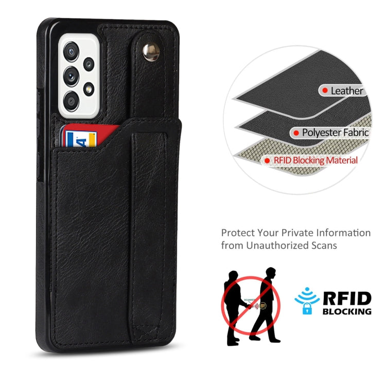 For Samsung Galaxy A52 5G / 4G Crazy Horse Texture Shockproof TPU + PU Leather Case with Card Slot & Wrist Strap Holder