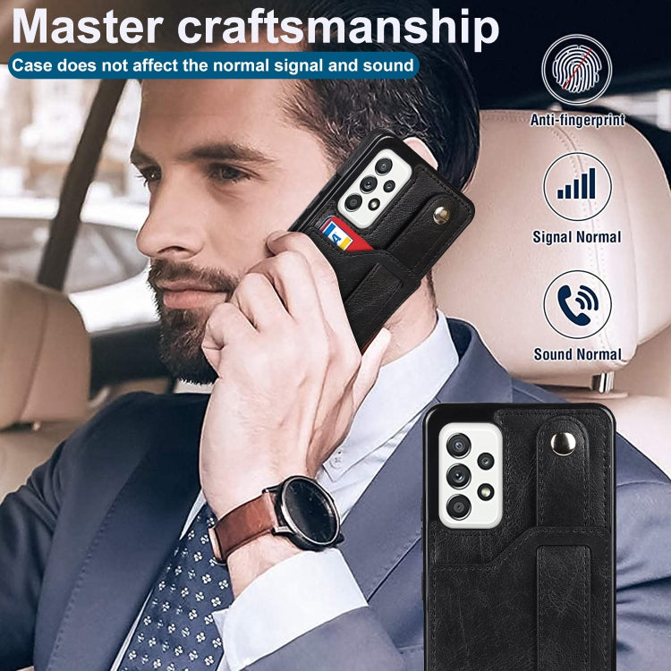 For Samsung Galaxy A52 5G / 4G Crazy Horse Texture Shockproof TPU + PU Leather Case with Card Slot & Wrist Strap Holder