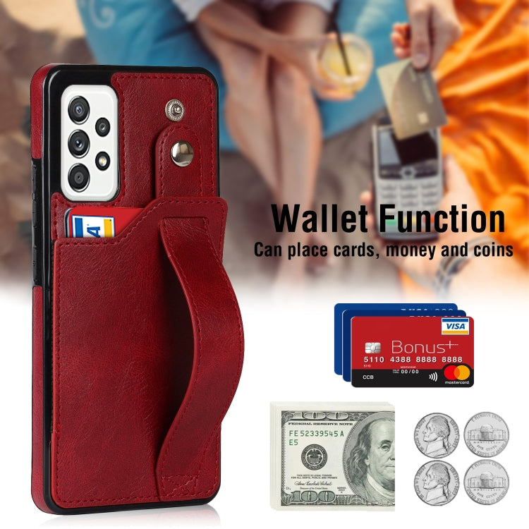 For Samsung Galaxy A52 5G / 4G Crazy Horse Texture Shockproof TPU + PU Leather Case with Card Slot & Wrist Strap Holder