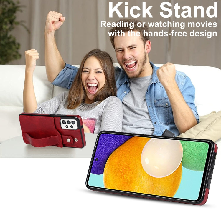 For Samsung Galaxy A52 5G / 4G Crazy Horse Texture Shockproof TPU + PU Leather Case with Card Slot & Wrist Strap Holder