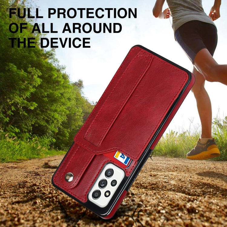 For Samsung Galaxy A52 5G / 4G Crazy Horse Texture Shockproof TPU + PU Leather Case with Card Slot & Wrist Strap Holder