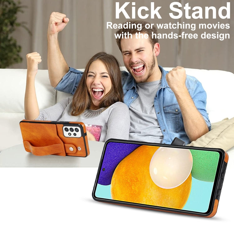 For Samsung Galaxy A52 5G / 4G Crazy Horse Texture Shockproof TPU + PU Leather Case with Card Slot & Wrist Strap Holder