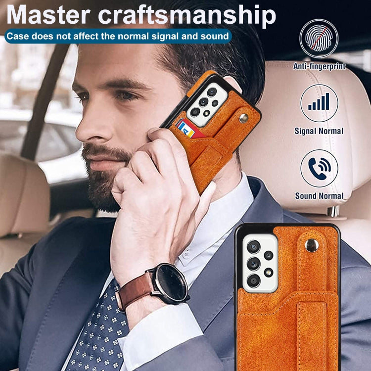 For Samsung Galaxy A52 5G / 4G Crazy Horse Texture Shockproof TPU + PU Leather Case with Card Slot & Wrist Strap Holder