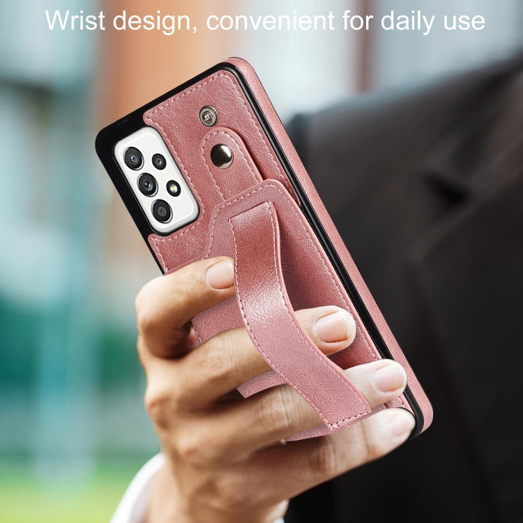 For Samsung Galaxy A52 5G / 4G Crazy Horse Texture Shockproof TPU + PU Leather Case with Card Slot & Wrist Strap Holder