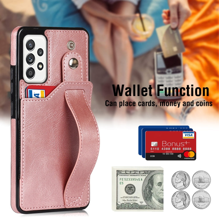 For Samsung Galaxy A52 5G / 4G Crazy Horse Texture Shockproof TPU + PU Leather Case with Card Slot & Wrist Strap Holder