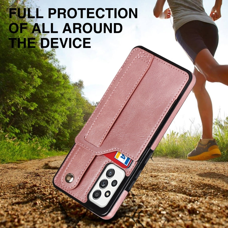 For Samsung Galaxy A52 5G / 4G Crazy Horse Texture Shockproof TPU + PU Leather Case with Card Slot & Wrist Strap Holder