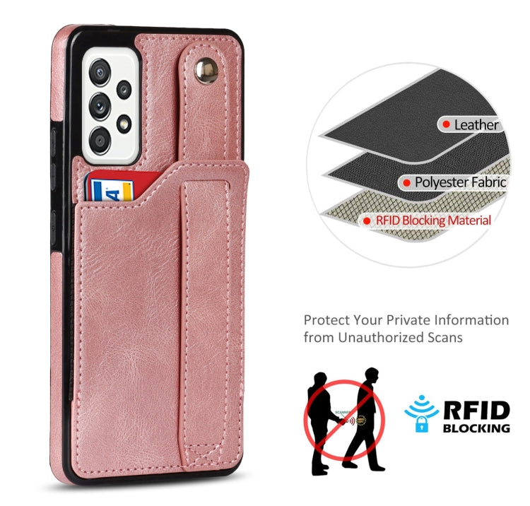 For Samsung Galaxy A52 5G / 4G Crazy Horse Texture Shockproof TPU + PU Leather Case with Card Slot & Wrist Strap Holder