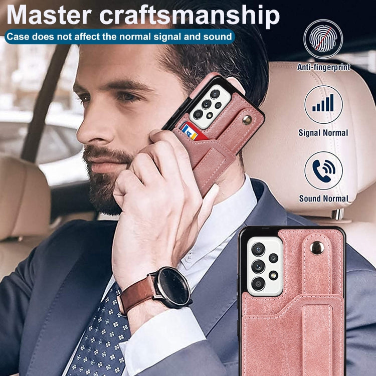 For Samsung Galaxy A52 5G / 4G Crazy Horse Texture Shockproof TPU + PU Leather Case with Card Slot & Wrist Strap Holder