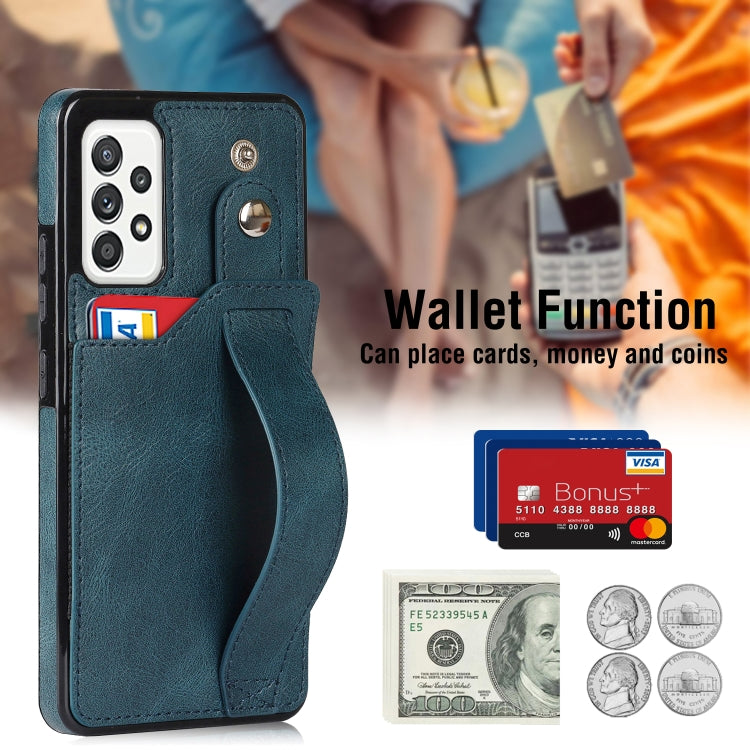 For Samsung Galaxy A52 5G / 4G Crazy Horse Texture Shockproof TPU + PU Leather Case with Card Slot & Wrist Strap Holder