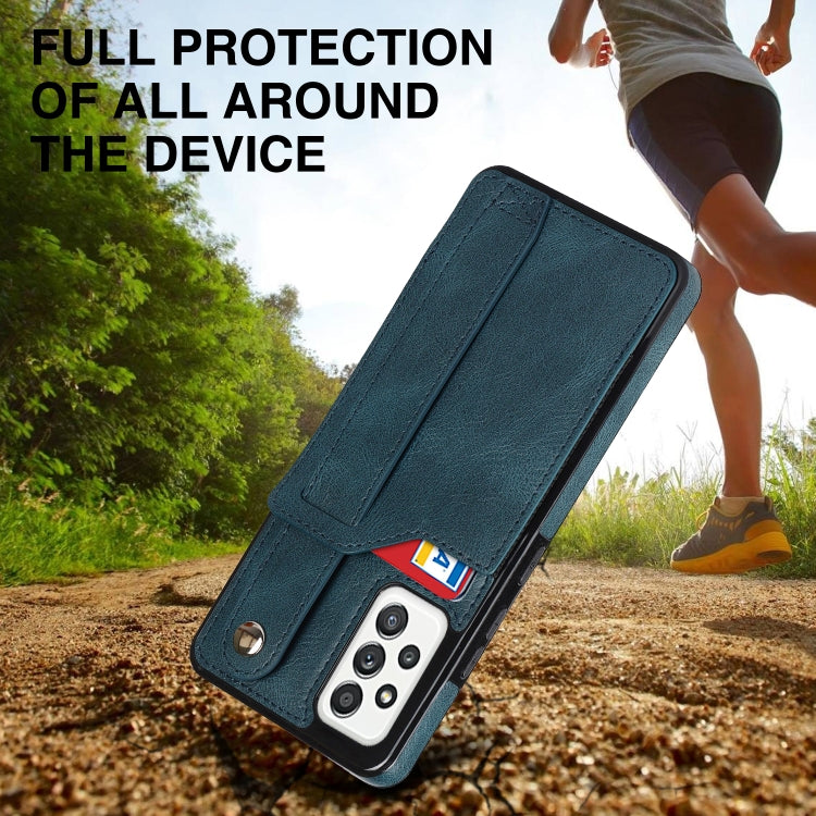 For Samsung Galaxy A52 5G / 4G Crazy Horse Texture Shockproof TPU + PU Leather Case with Card Slot & Wrist Strap Holder
