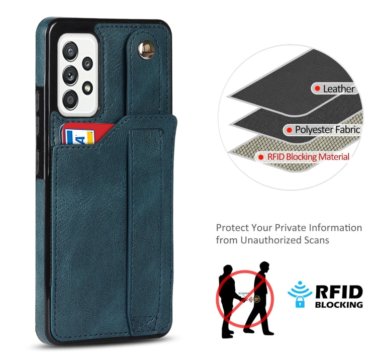 For Samsung Galaxy A52 5G / 4G Crazy Horse Texture Shockproof TPU + PU Leather Case with Card Slot & Wrist Strap Holder