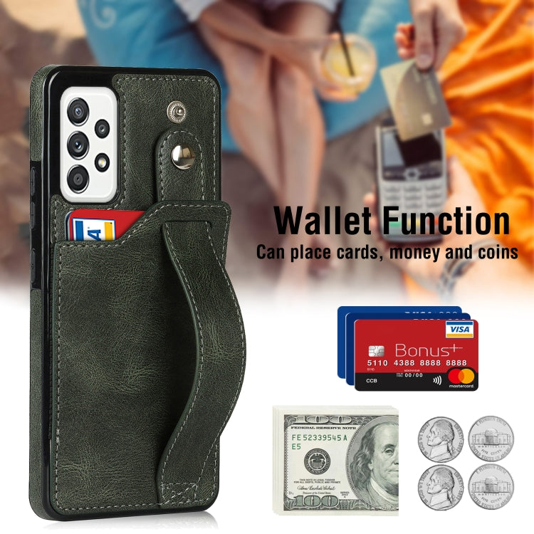 For Samsung Galaxy A52 5G / 4G Crazy Horse Texture Shockproof TPU + PU Leather Case with Card Slot & Wrist Strap Holder