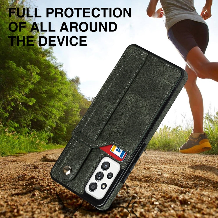 For Samsung Galaxy A52 5G / 4G Crazy Horse Texture Shockproof TPU + PU Leather Case with Card Slot & Wrist Strap Holder