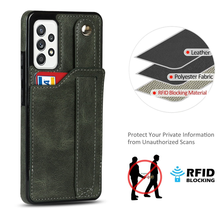 For Samsung Galaxy A52 5G / 4G Crazy Horse Texture Shockproof TPU + PU Leather Case with Card Slot & Wrist Strap Holder