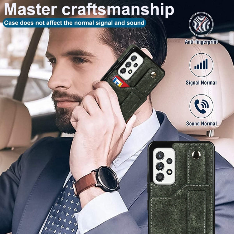 For Samsung Galaxy A52 5G / 4G Crazy Horse Texture Shockproof TPU + PU Leather Case with Card Slot & Wrist Strap Holder