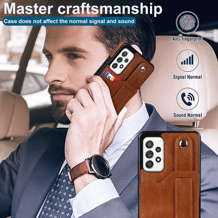 For Samsung Galaxy A52 5G / 4G Crazy Horse Texture Shockproof TPU + PU Leather Case with Card Slot & Wrist Strap Holder