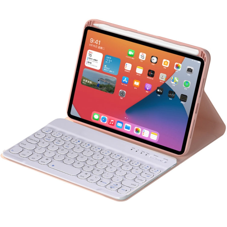 HY006 Round Keys Detachable Bluetooth Keyboard Leather Tablet Case with Holder for iPad mini 6