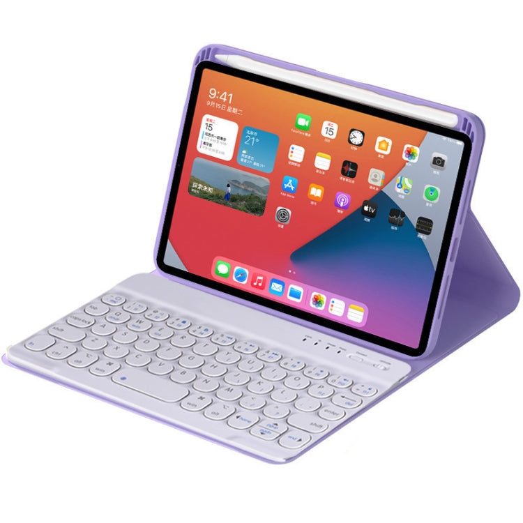 HY006 Round Keys Detachable Bluetooth Keyboard Leather Tablet Case with Holder for iPad mini 6