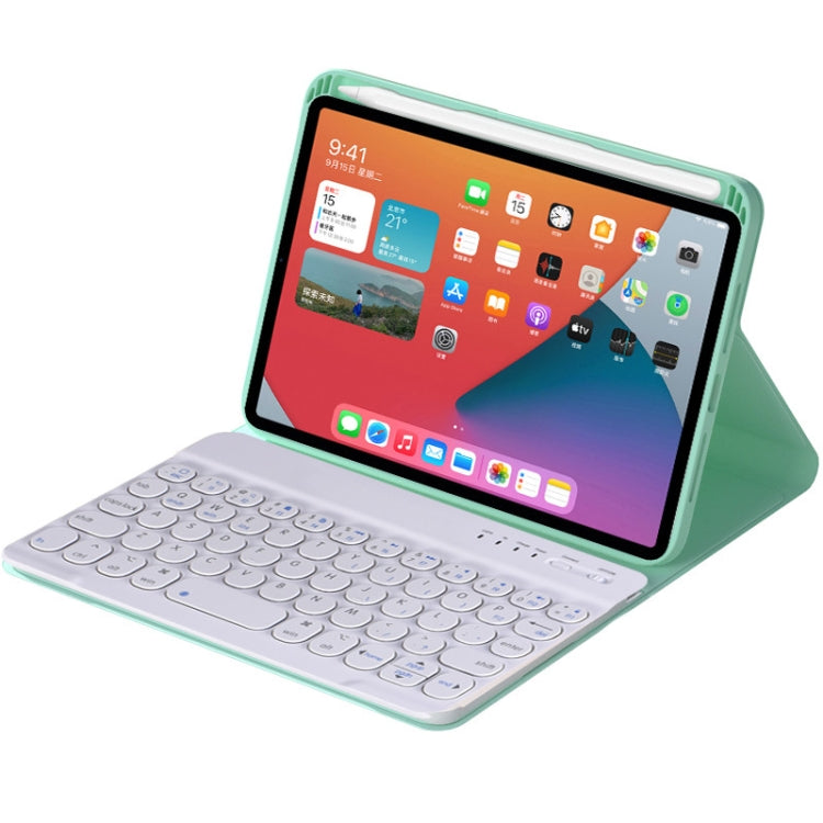 HY006 Round Keys Detachable Bluetooth Keyboard Leather Tablet Case with Holder for iPad mini 6