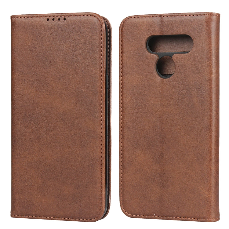 For LG K50 Calf Texture Magnetic Horizontal Flip Leather Case with Holder & Card Slots & Wallet