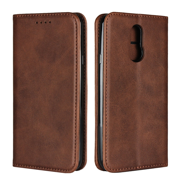 For LG Q7 Calf Texture Magnetic Horizontal Flip Leather Case with Holder & Card Slots & Wallet