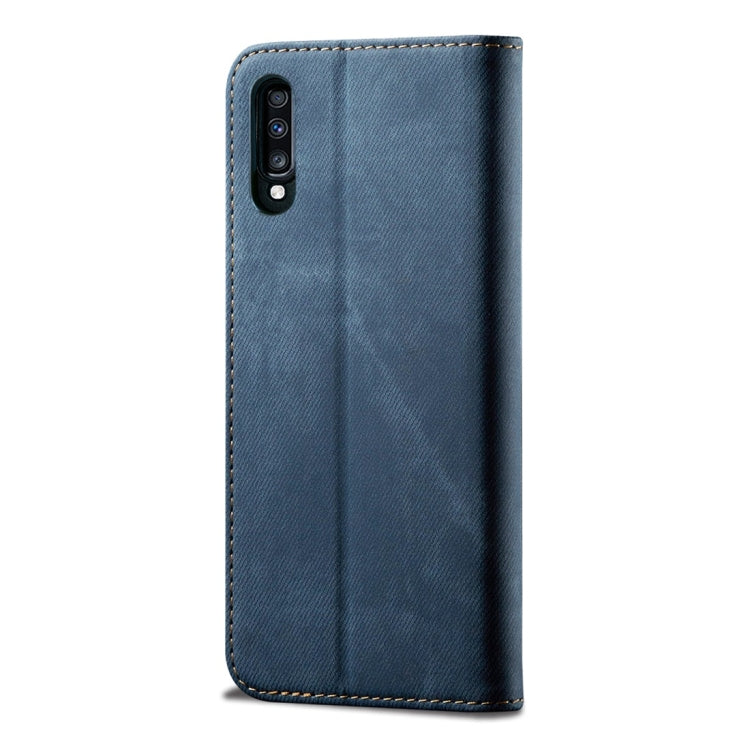 For Galaxy A70 Denim Texture Casual Style Horizontal Flip Leather Case with Holder & Card Slots & Wallet