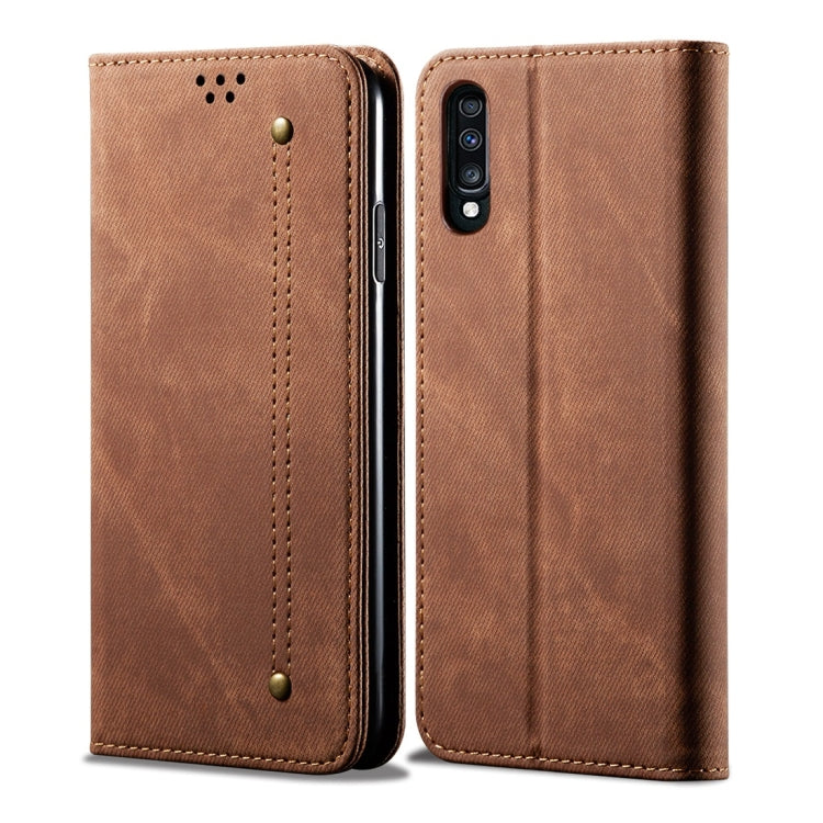 For Galaxy A70 Denim Texture Casual Style Horizontal Flip Leather Case with Holder & Card Slots & Wallet