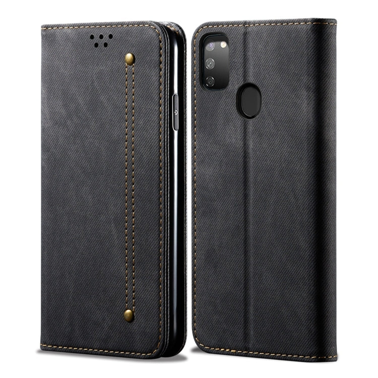For Galaxy M30s Denim Texture Casual Style Horizontal Flip Leather Case with Holder & Card Slots & Wallet