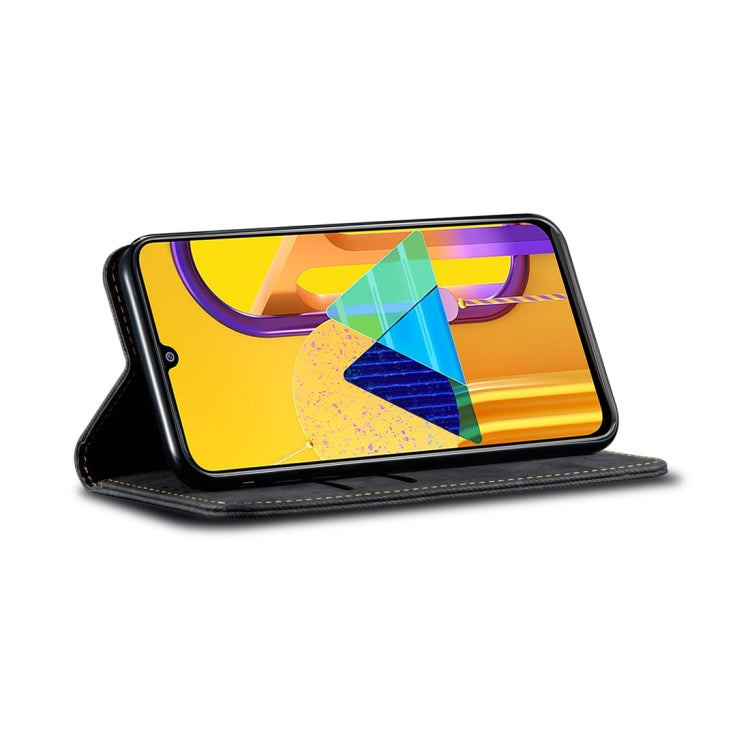 For Galaxy M30s Denim Texture Casual Style Horizontal Flip Leather Case with Holder & Card Slots & Wallet