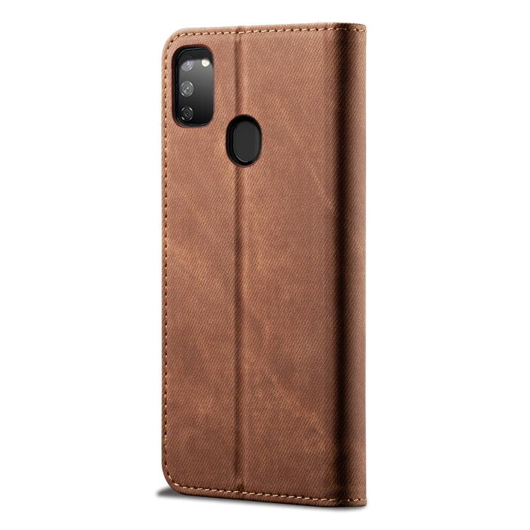 For Galaxy M30s Denim Texture Casual Style Horizontal Flip Leather Case with Holder & Card Slots & Wallet