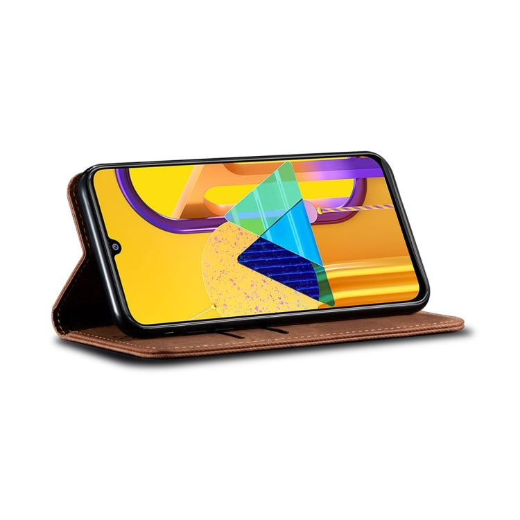 For Galaxy M30s Denim Texture Casual Style Horizontal Flip Leather Case with Holder & Card Slots & Wallet