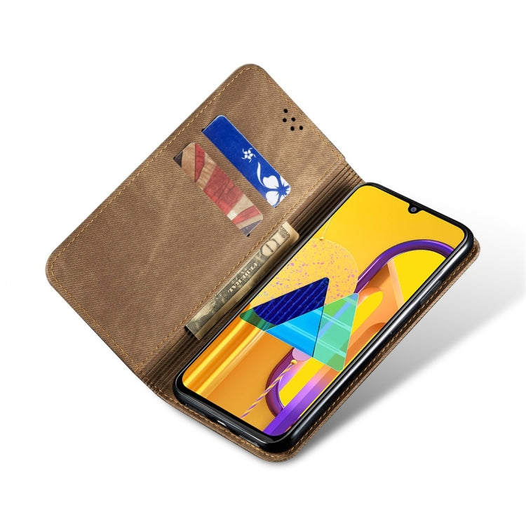 For Galaxy M30s Denim Texture Casual Style Horizontal Flip Leather Case with Holder & Card Slots & Wallet