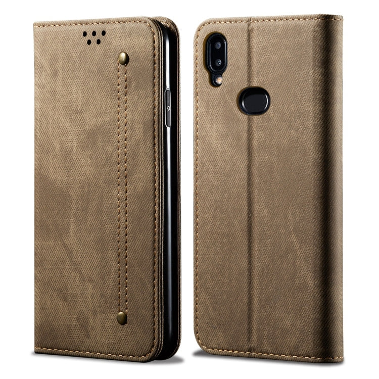 For Galaxy A10s Denim Texture Casual Style Horizontal Flip Leather Case with Holder & Card Slots & Wallet