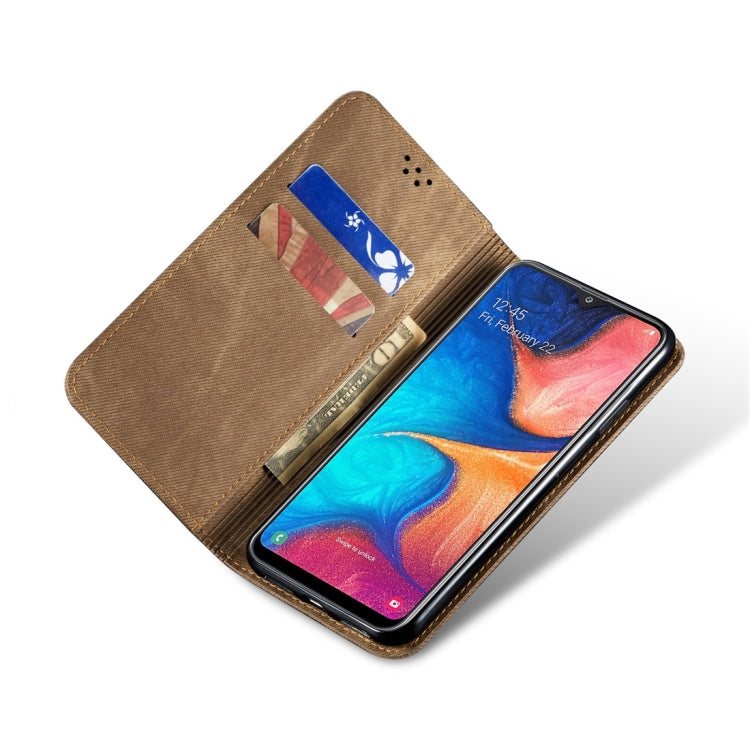 For Galaxy A20 / A30 Denim Texture Casual Style Horizontal Flip Leather Case with Holder & Card Slots & Wallet