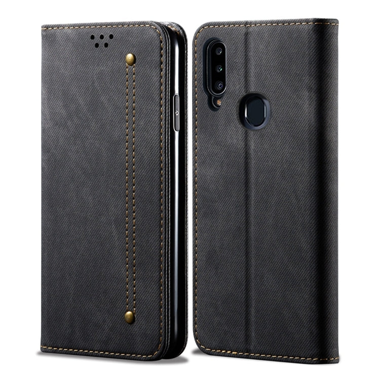 For Galaxy A20s Denim Texture Casual Style Horizontal Flip Leather Case with Holder & Card Slots & Wallet