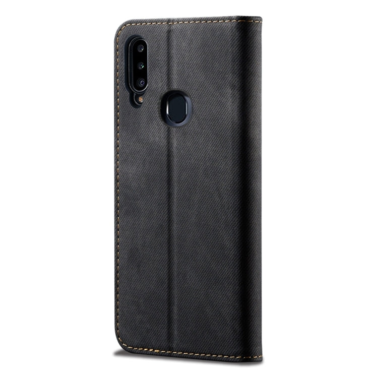For Galaxy A20s Denim Texture Casual Style Horizontal Flip Leather Case with Holder & Card Slots & Wallet