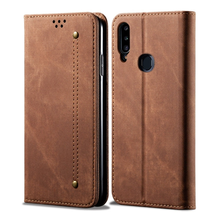 For Galaxy A20s Denim Texture Casual Style Horizontal Flip Leather Case with Holder & Card Slots & Wallet