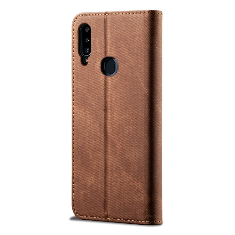 For Galaxy A20s Denim Texture Casual Style Horizontal Flip Leather Case with Holder & Card Slots & Wallet