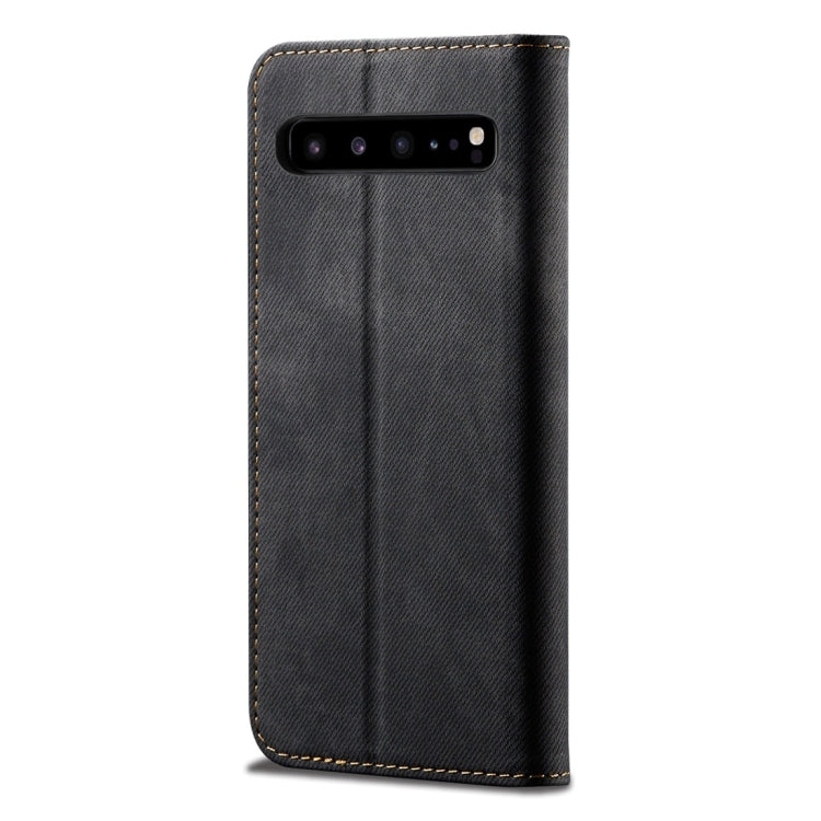 For Galaxy S10 5G Denim Texture Casual Style Horizontal Flip Leather Case with Holder & Card Slots & Wallet
