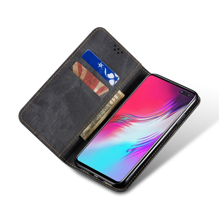 For Galaxy S10 5G Denim Texture Casual Style Horizontal Flip Leather Case with Holder & Card Slots & Wallet