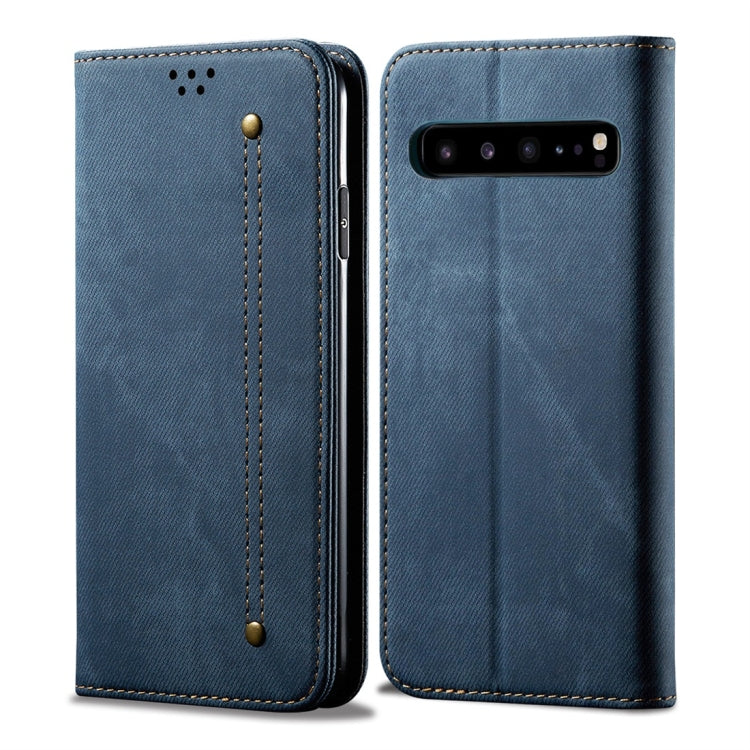 For Galaxy S10 5G Denim Texture Casual Style Horizontal Flip Leather Case with Holder & Card Slots & Wallet