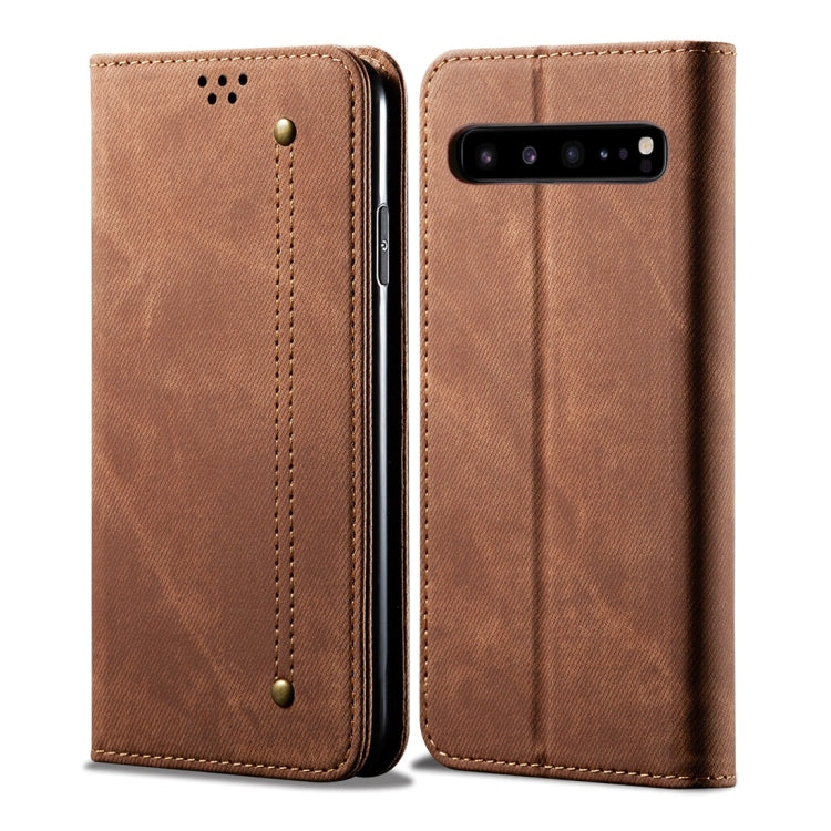 For Galaxy S10 5G Denim Texture Casual Style Horizontal Flip Leather Case with Holder & Card Slots & Wallet