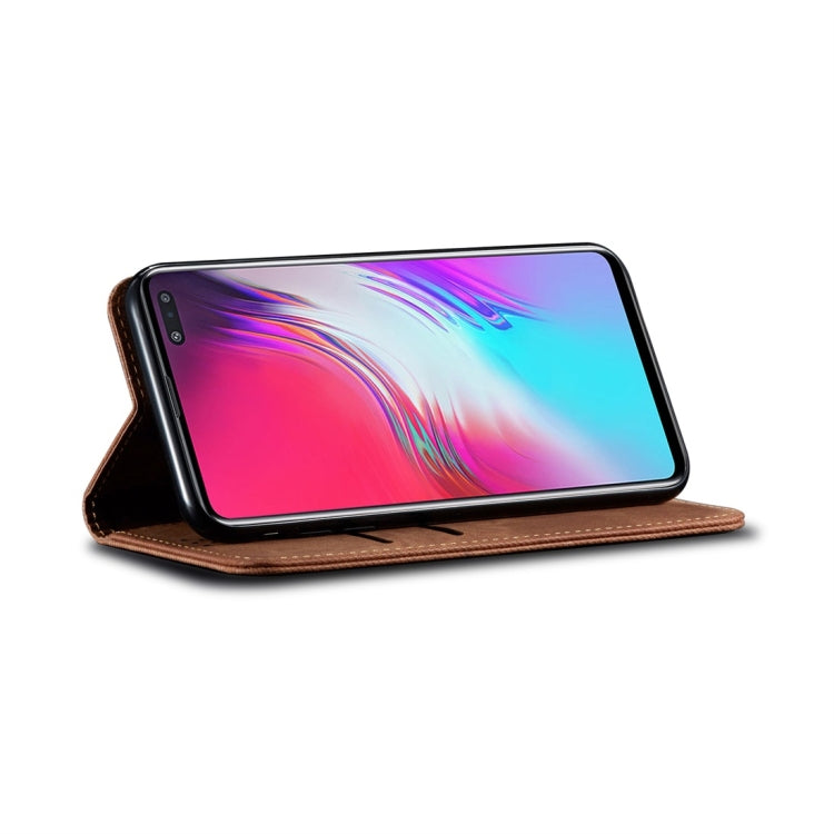 For Galaxy S10 5G Denim Texture Casual Style Horizontal Flip Leather Case with Holder & Card Slots & Wallet