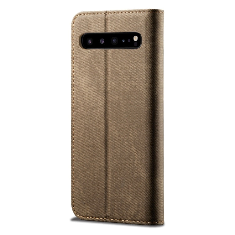 For Galaxy S10 5G Denim Texture Casual Style Horizontal Flip Leather Case with Holder & Card Slots & Wallet