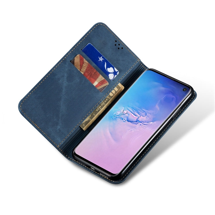 For Galaxy S10 Denim Texture Casual Style Horizontal Flip Leather Case with Holder & Card Slots & Wallet
