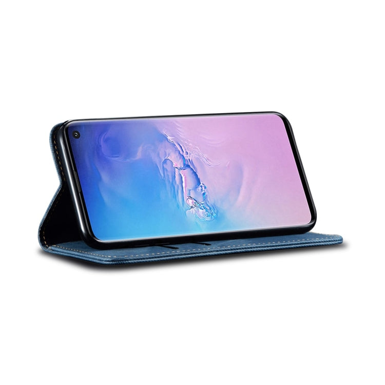 For Galaxy S10 Denim Texture Casual Style Horizontal Flip Leather Case with Holder & Card Slots & Wallet