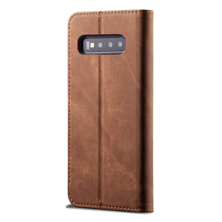 For Galaxy S10 Denim Texture Casual Style Horizontal Flip Leather Case with Holder & Card Slots & Wallet