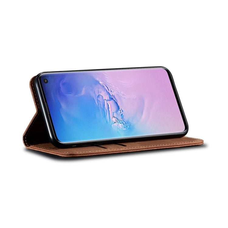 For Galaxy S10 Denim Texture Casual Style Horizontal Flip Leather Case with Holder & Card Slots & Wallet